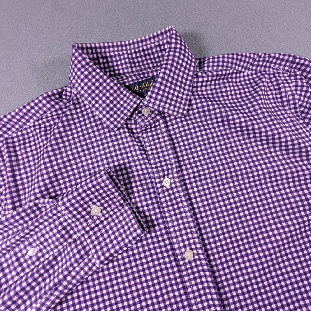 Polo Golf Ralph Lauren Button Down Shirt Mens M‎ Gingham Performance Stretch